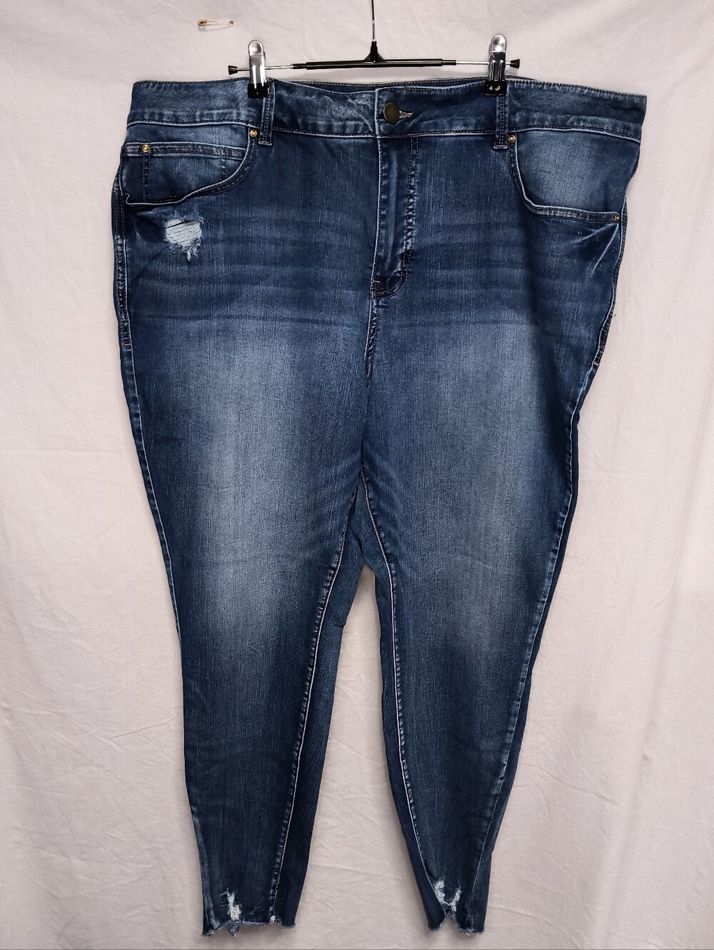 Maurices Dark Blue Distressed Skinny Jeans With Stretch 24W